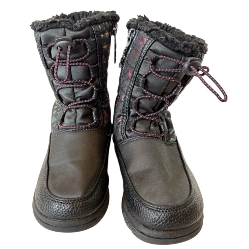 Totes Toddler Kids Renee Boot Black Rainbow‎ Hearts Waterproof Winter Size 10M